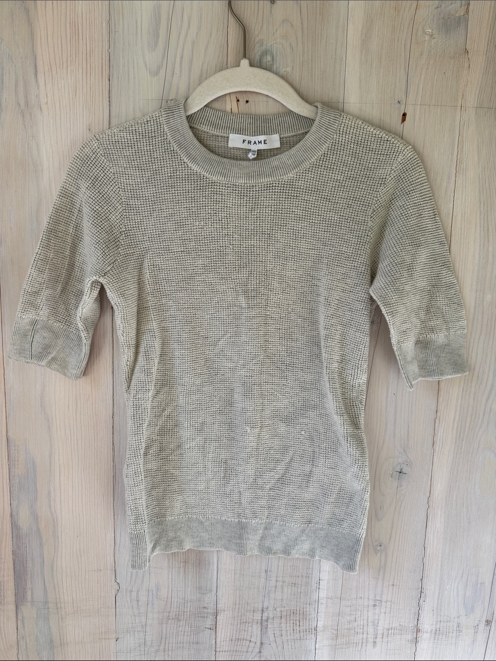 Frame Lightweight Wool Silk Blend Waffle Knit Top Size XXS